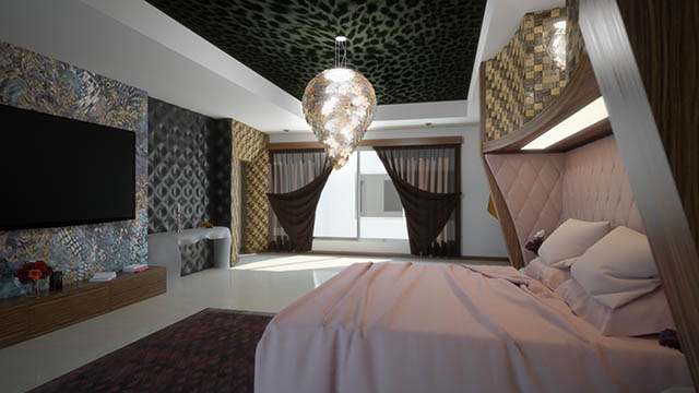 Visualizzazione architettonica con un rendering di una camera da letto